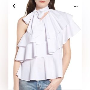 LEITH Leith One-Shoulder Ruffle Top Size M